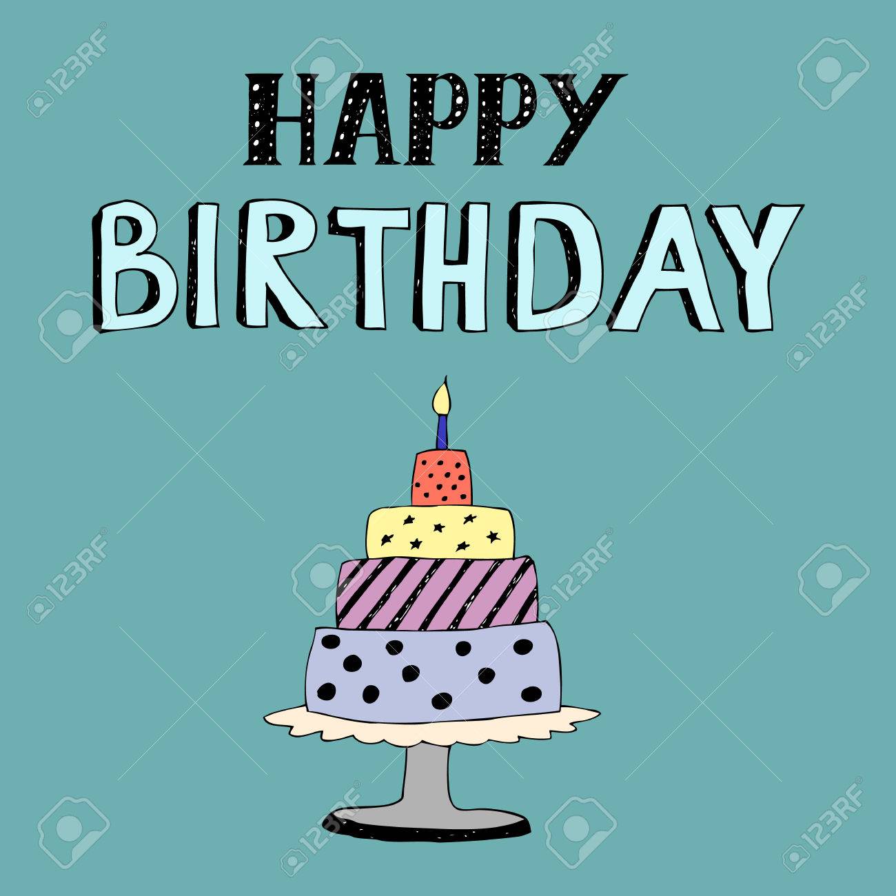 Lettrage De Joyeux Anniversaire Illustration Vectorielle Avec Gateau Bon Pour L En Tete L Invitation La Banniere La Carte De Voeux La Douche De Bebe Clip Art Libres De Droits Vecteurs Et Illustration Image