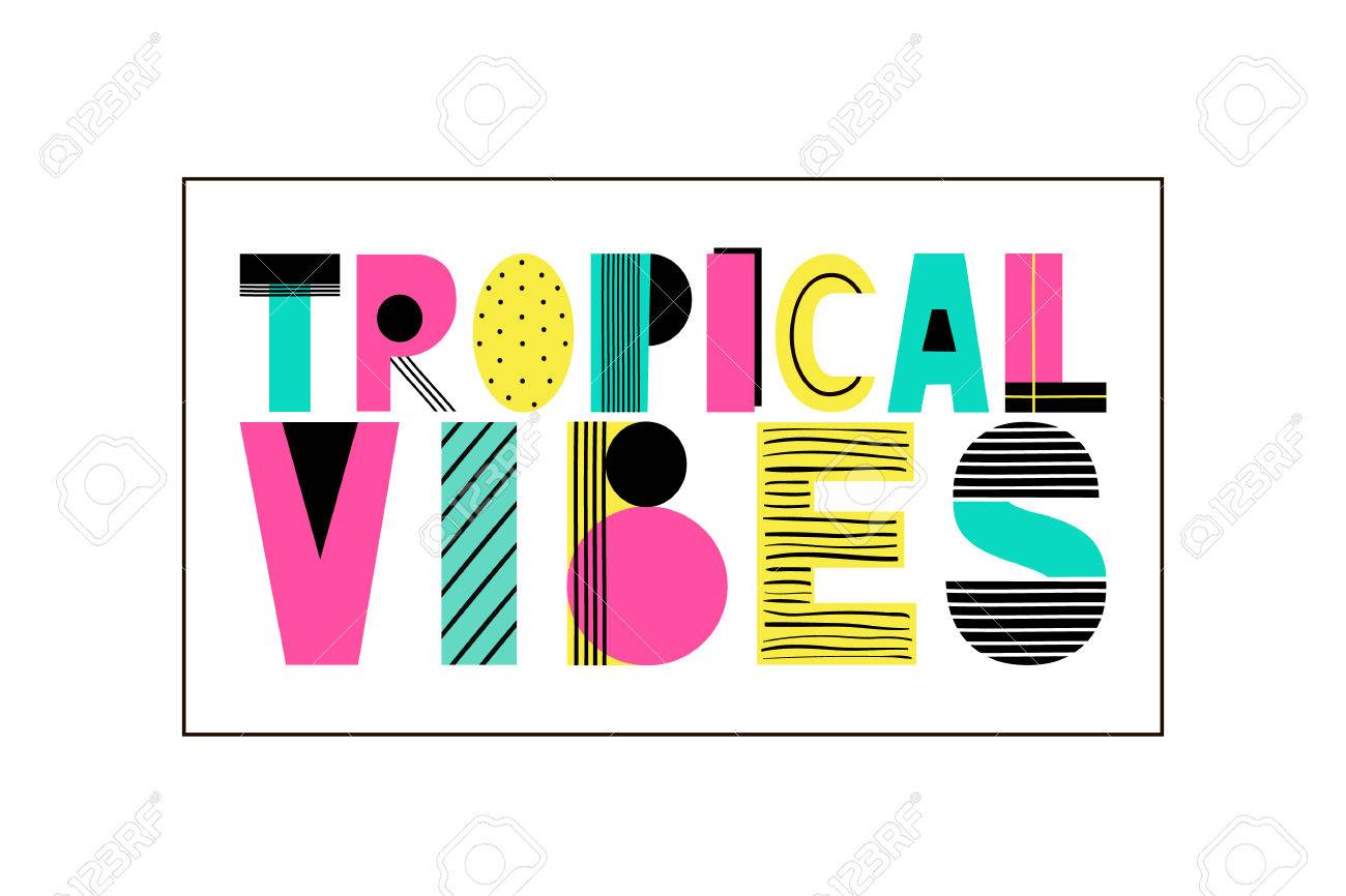 トレンディな切り絵で描かれた夏フレーズ熱帯感じを手します のイラスト素材 ベクタ Image 7902