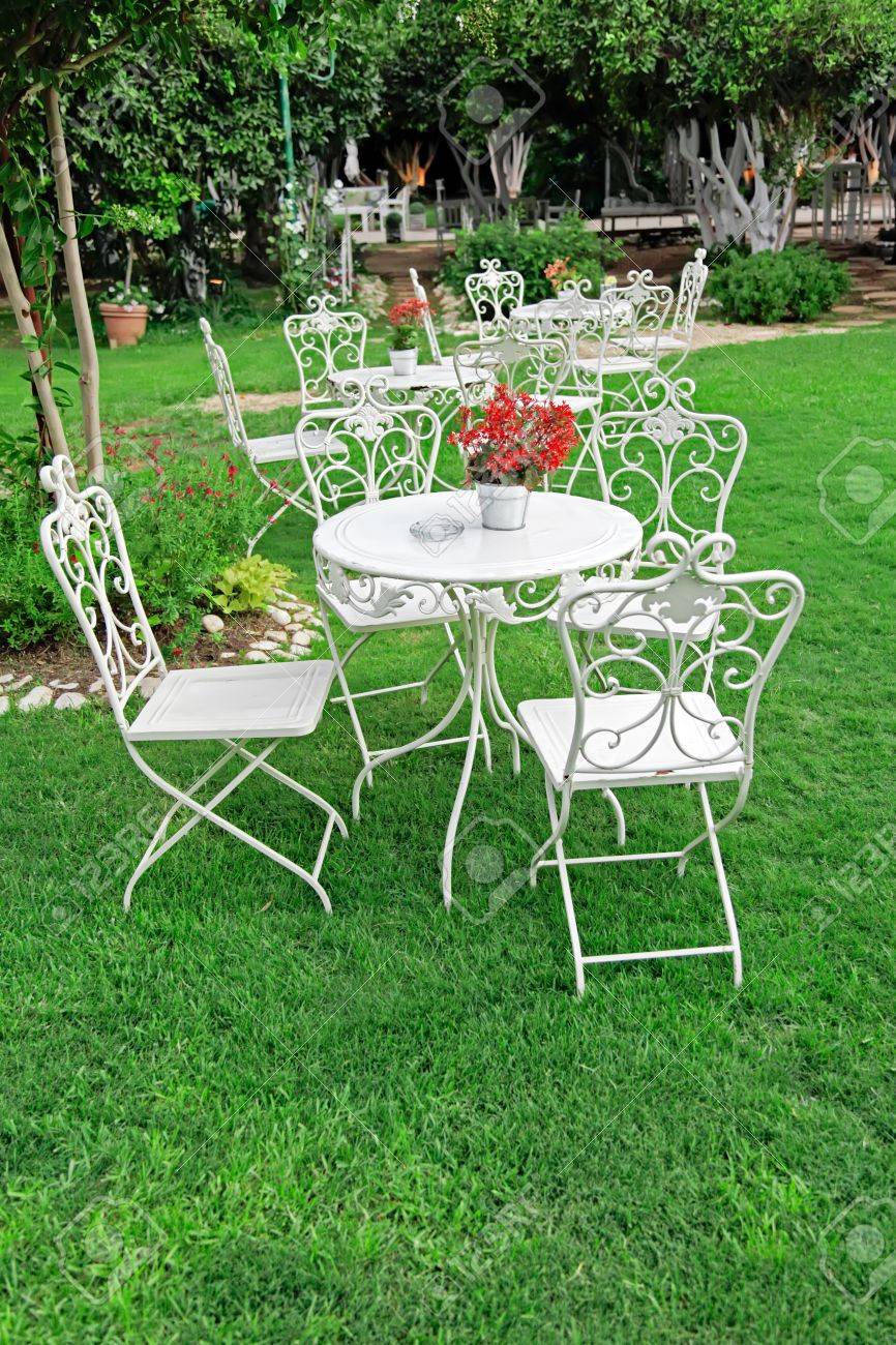 Garden Furniture Vintage white garden furniture in beautiful garden vintage garden outdoor Garden Furniture Vintage white garden furniture in beautiful garden vintage garden outdoor