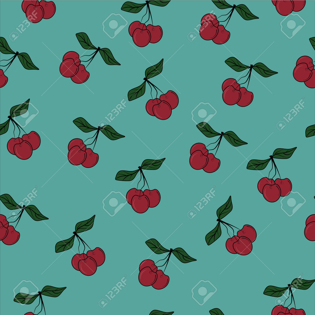 seamless patter with juicy berries, fruits, cherries and textiles - 164080590 seamless patter with juicy berries, fruits, cherries and textiles - 164080590