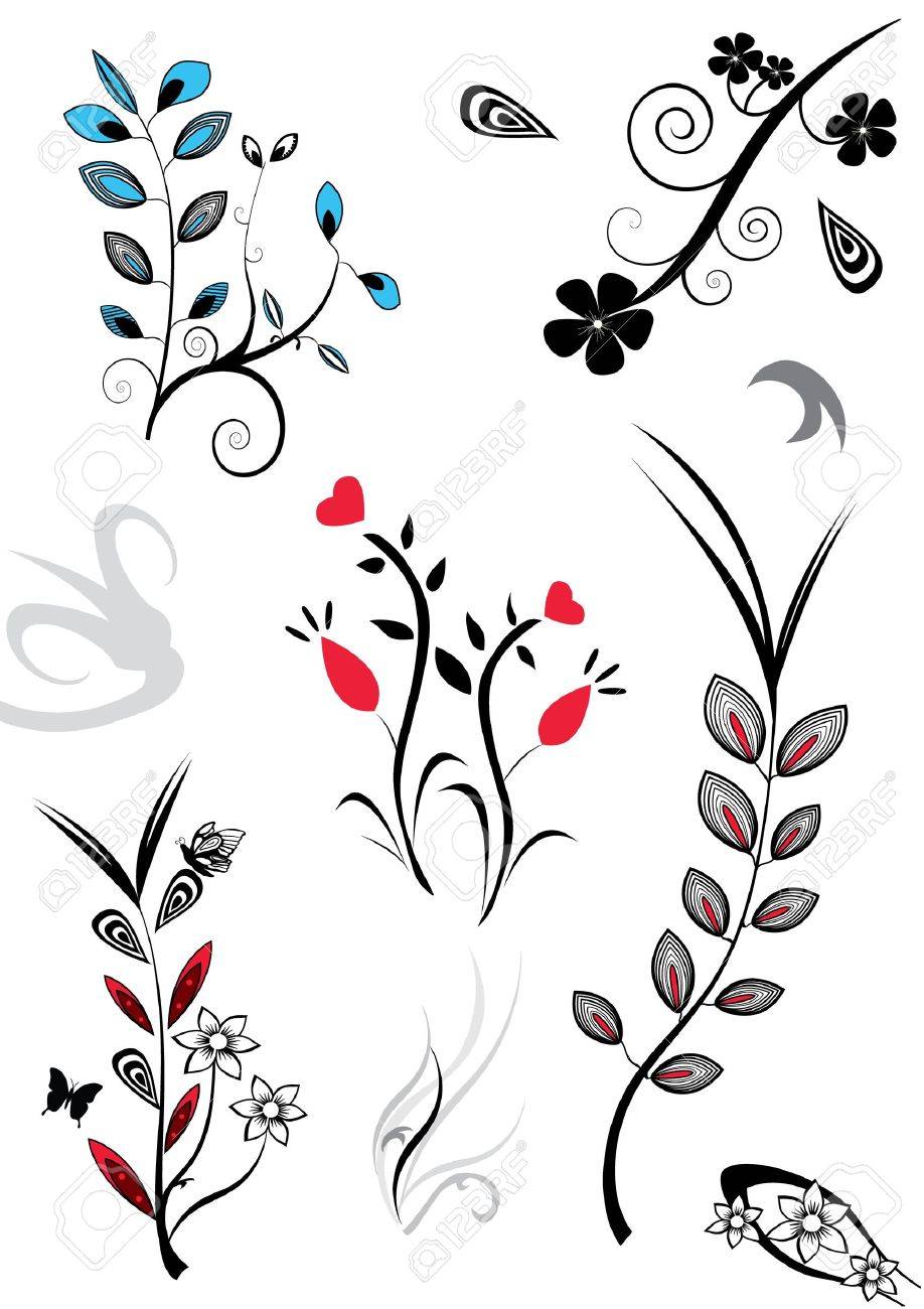 A Set Of Assorted Flower Designs Royalty Free SVG, Cliparts, Vectors, and  Stock Illustration. Image 15265826., image size:918x1300