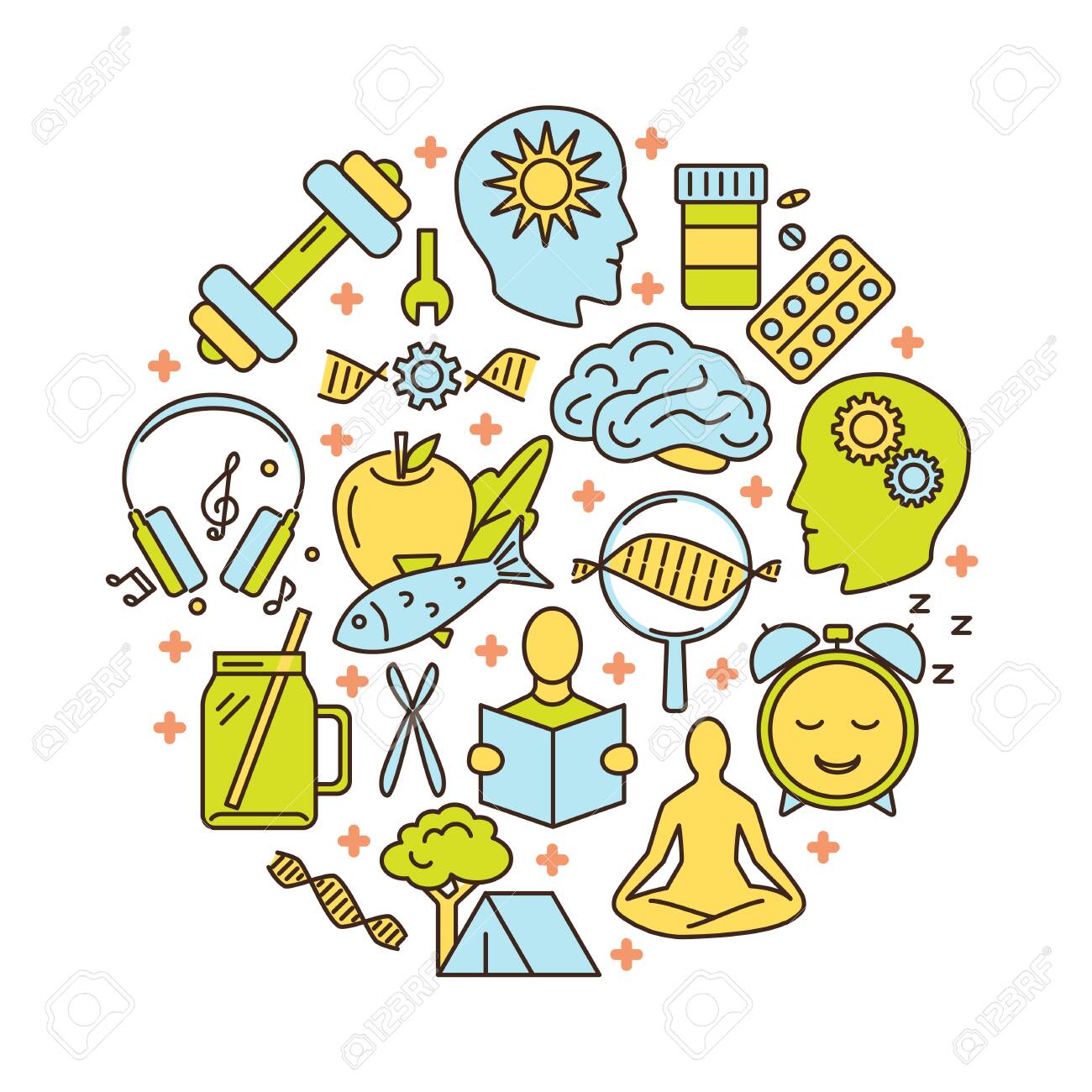 ラインスタイルでバイオハッキングラウンドコンセプトバナーのイラスト素材・ベクター Image 122117568