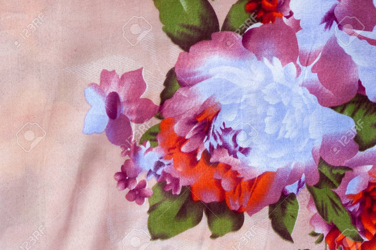 Texture Fond Les Textiles Tissu En Coton Lin éclatant Fleurs Rose Dessin Sur Le Tissu
