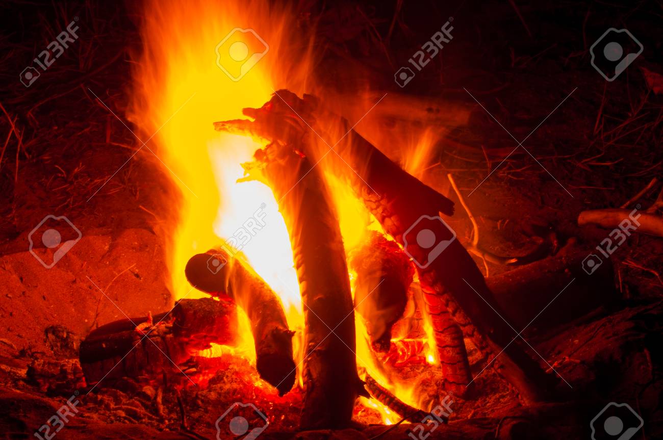 fire burning fire fire burning in the night crest of flame stock
