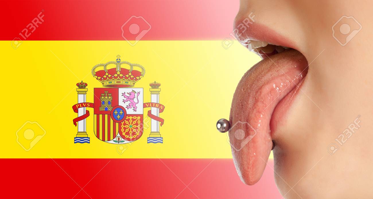Langue Le Corps Dans La Bouche Qui Est L Organe Du Gout Tout En Contribuant A La Formation De La Parole Humaine Retentit Drapeau Espagnol Banque D Images Et Photos Libres De Droits Image