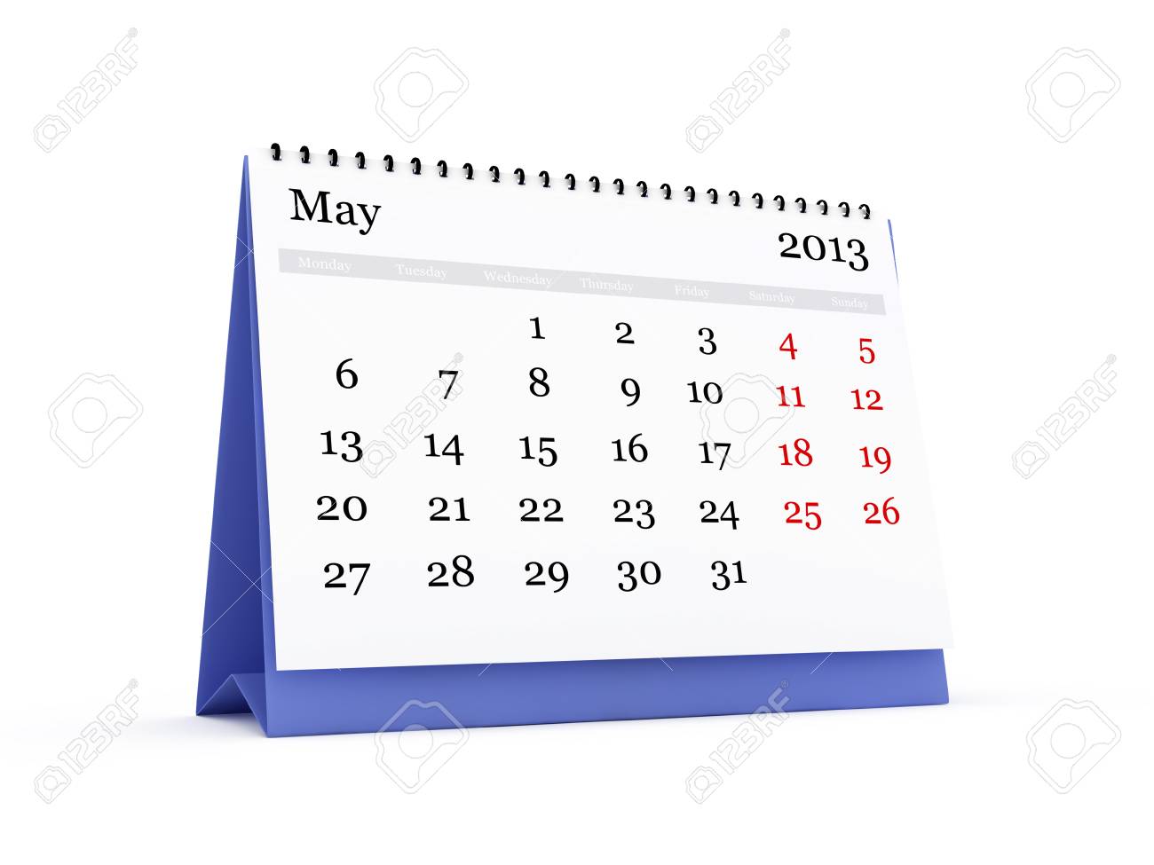 desk calendar may month 2013 year isolated on white background