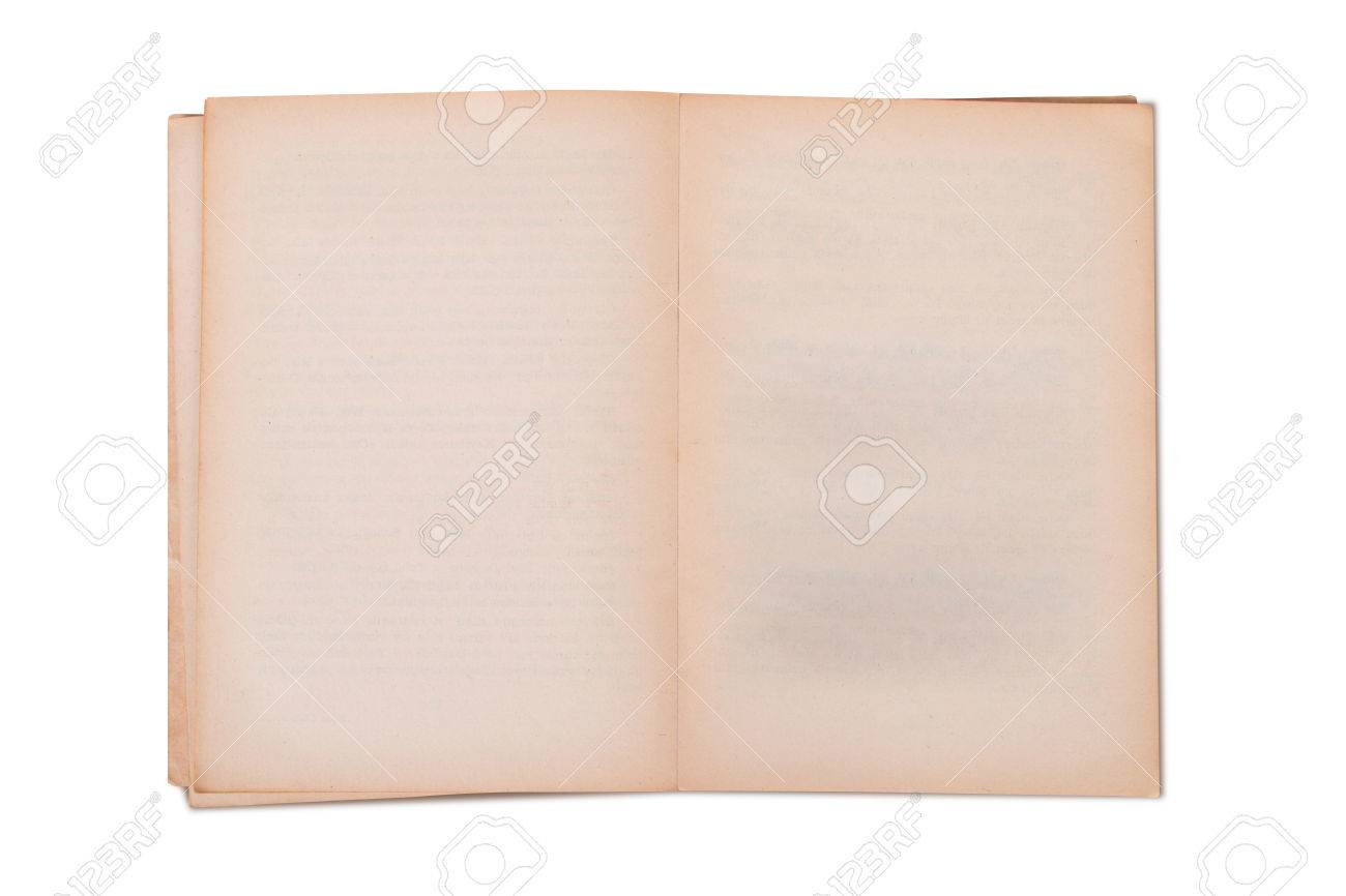 blank old open book template mock up isolated on white background