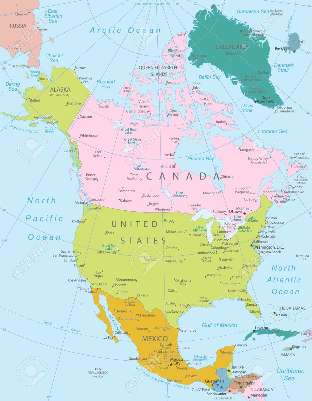 mapa da america do norte