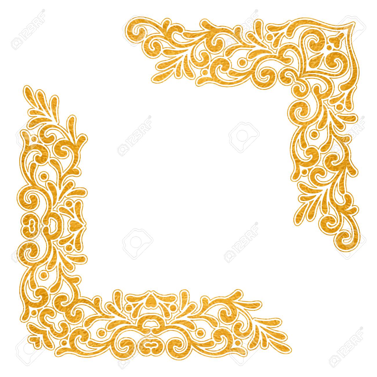 Gold Textured Vintage Corners On White Background Elegant Hand Royalty Free Cliparts Vectors And Stock Illustration Image 122457543