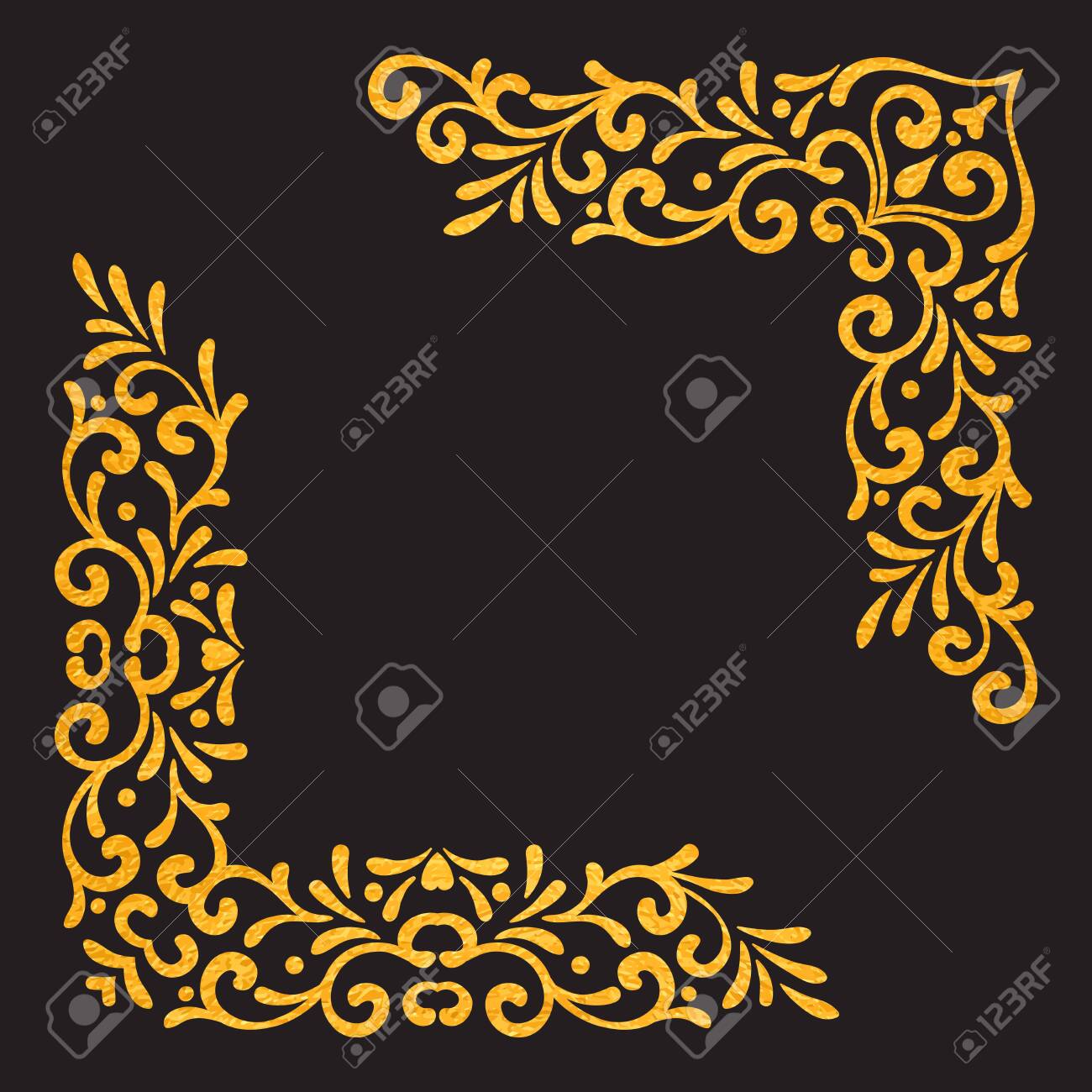 Gold Textured Vintage Corners On Black Background Elegant Hand Royalty Free Cliparts Vectors And Stock Illustration Image 122613517