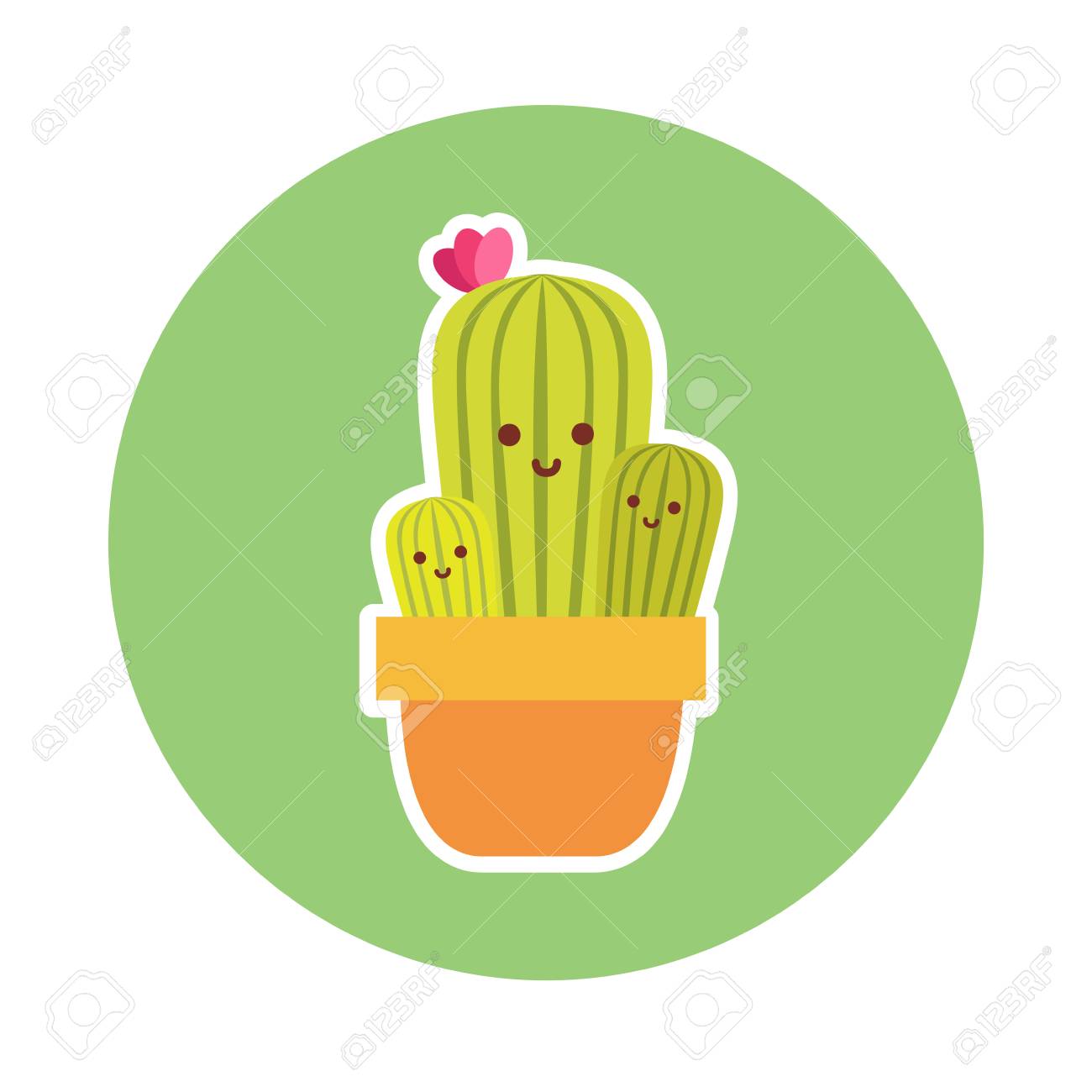 Cactus Family Vector Illustration In Flat Style Sticker Design Royalty Free Cliparts Vectors And Stock Illustration Image 110794001