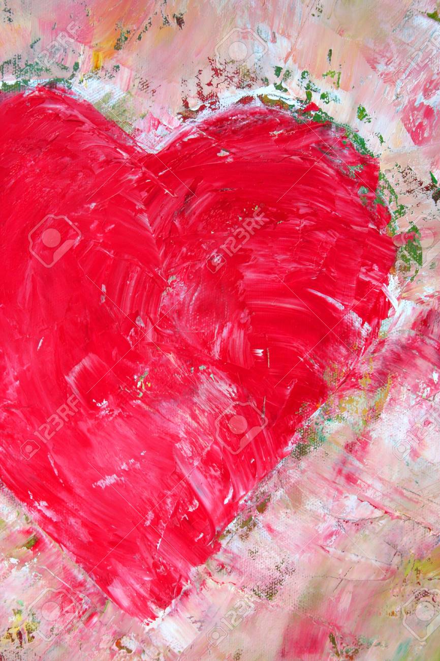half heart painted canvas as background stock photo picture and