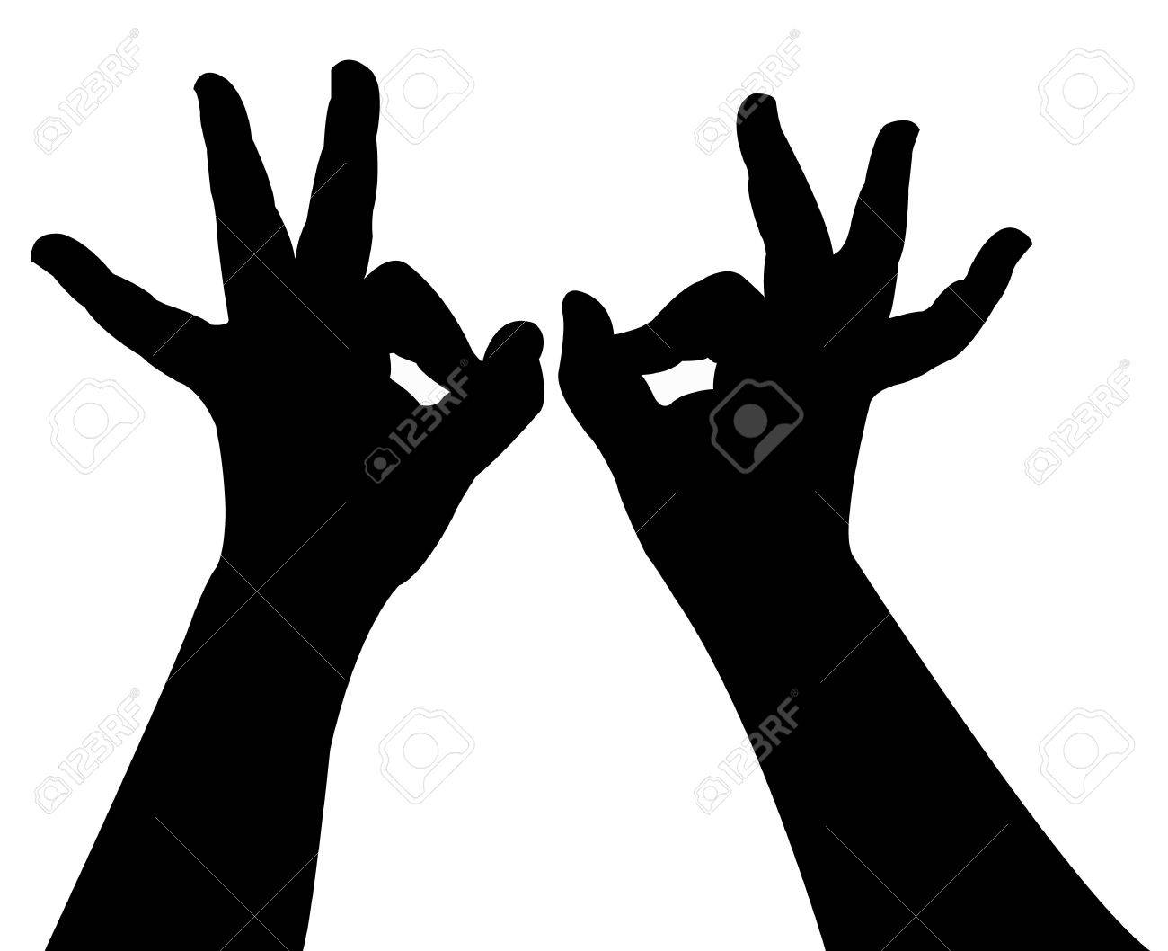 対子手シルエット ベクター のイラスト素材 ベクタ Image