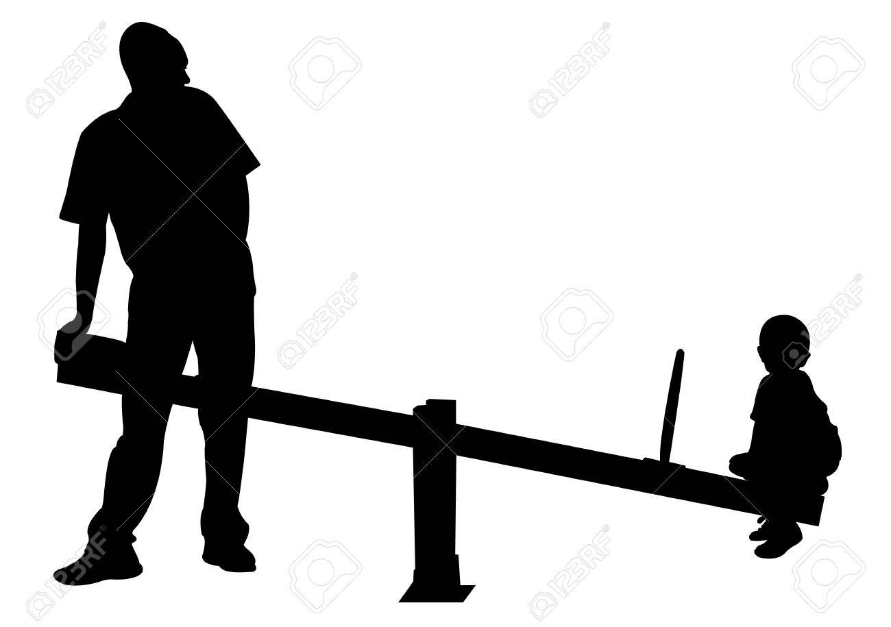 父と弾いて シーソー シルエットのイラスト素材 ベクタ Image 18061538