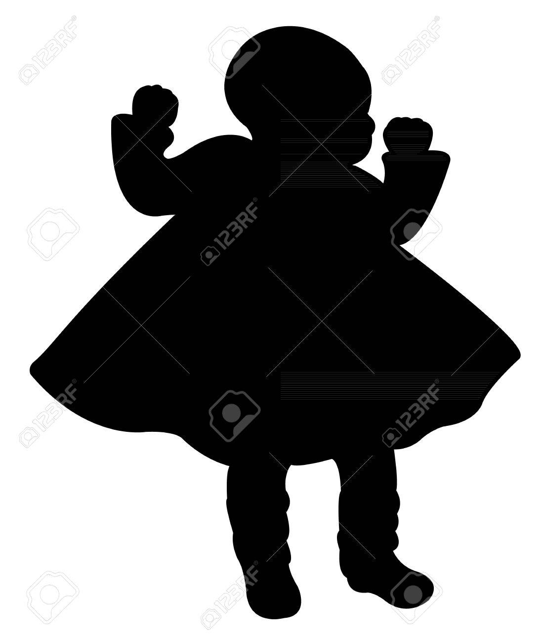 彼の背中のシルエットの上に平らに寝ている赤ちゃんのイラスト素材 ベクタ Image
