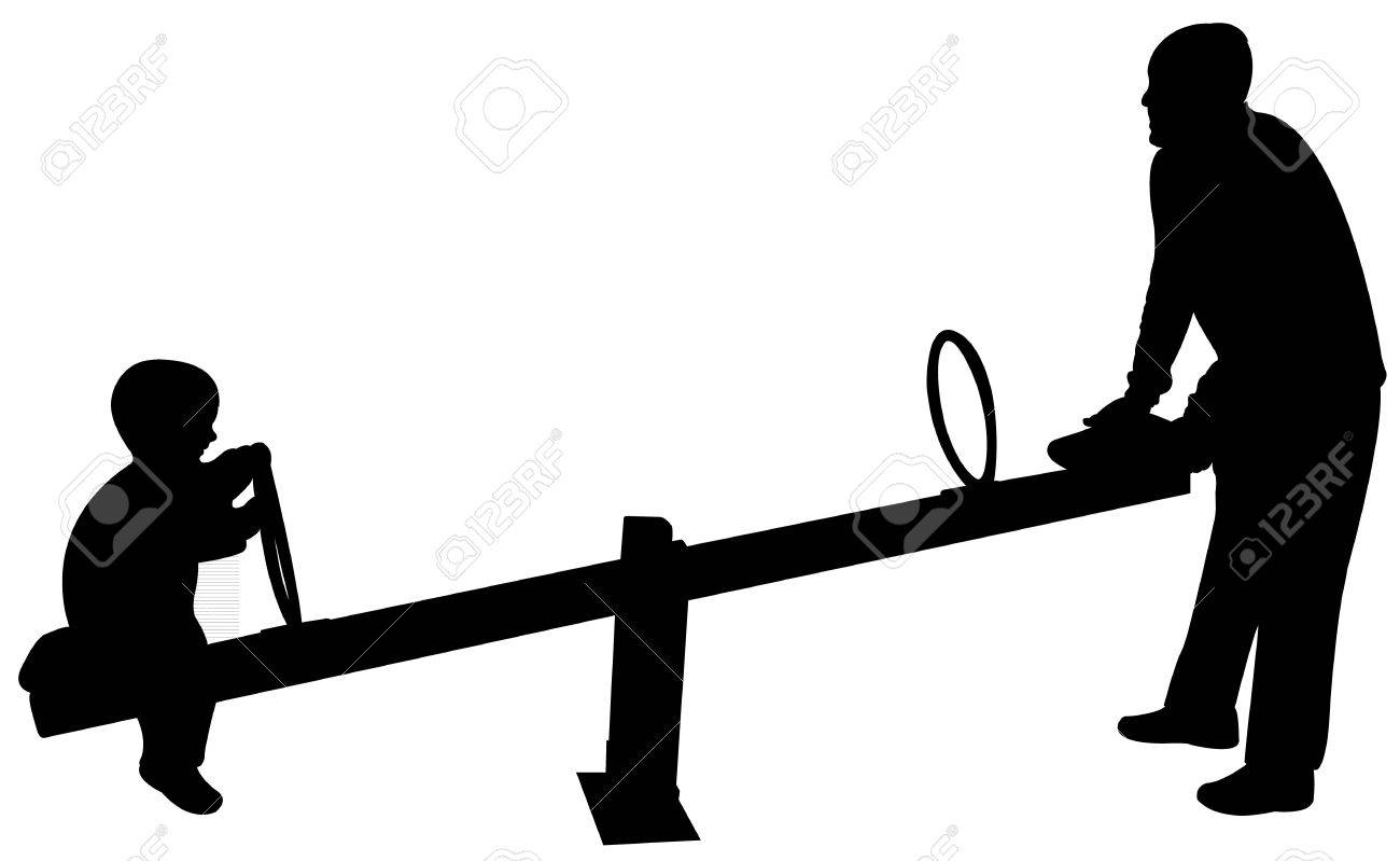 父と弾いて シーソー シルエット ベクトルのイラスト素材 ベクタ Image 21452678