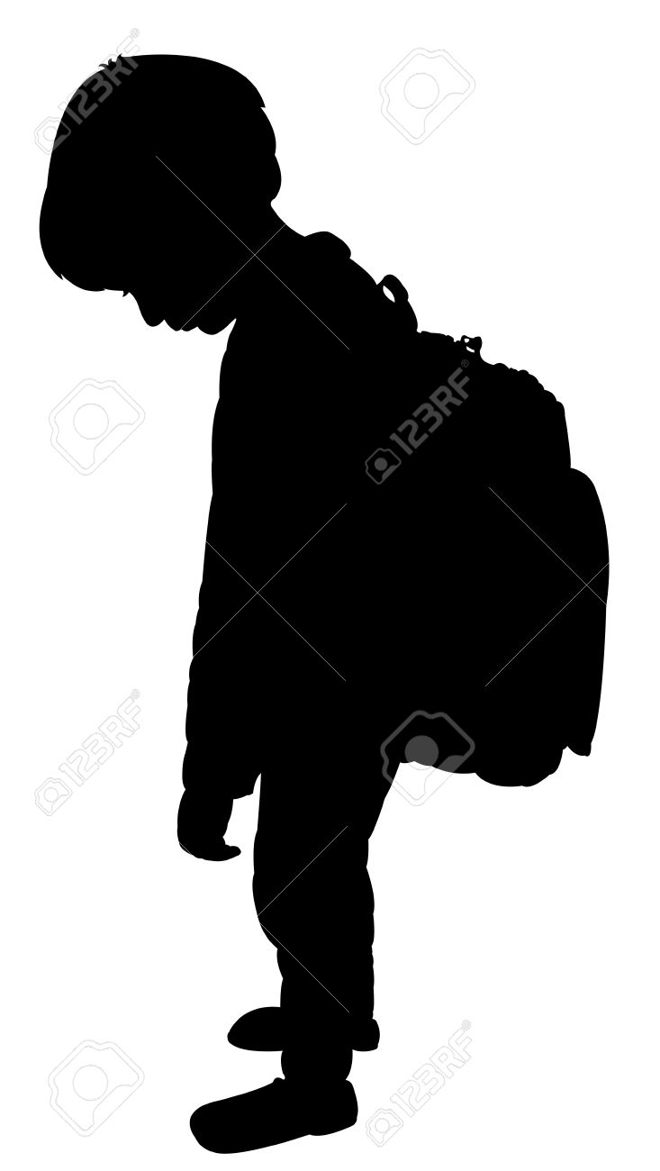 学校の子供のシルエット 疲れサイズに戻るのイラスト素材 ベクタ Image