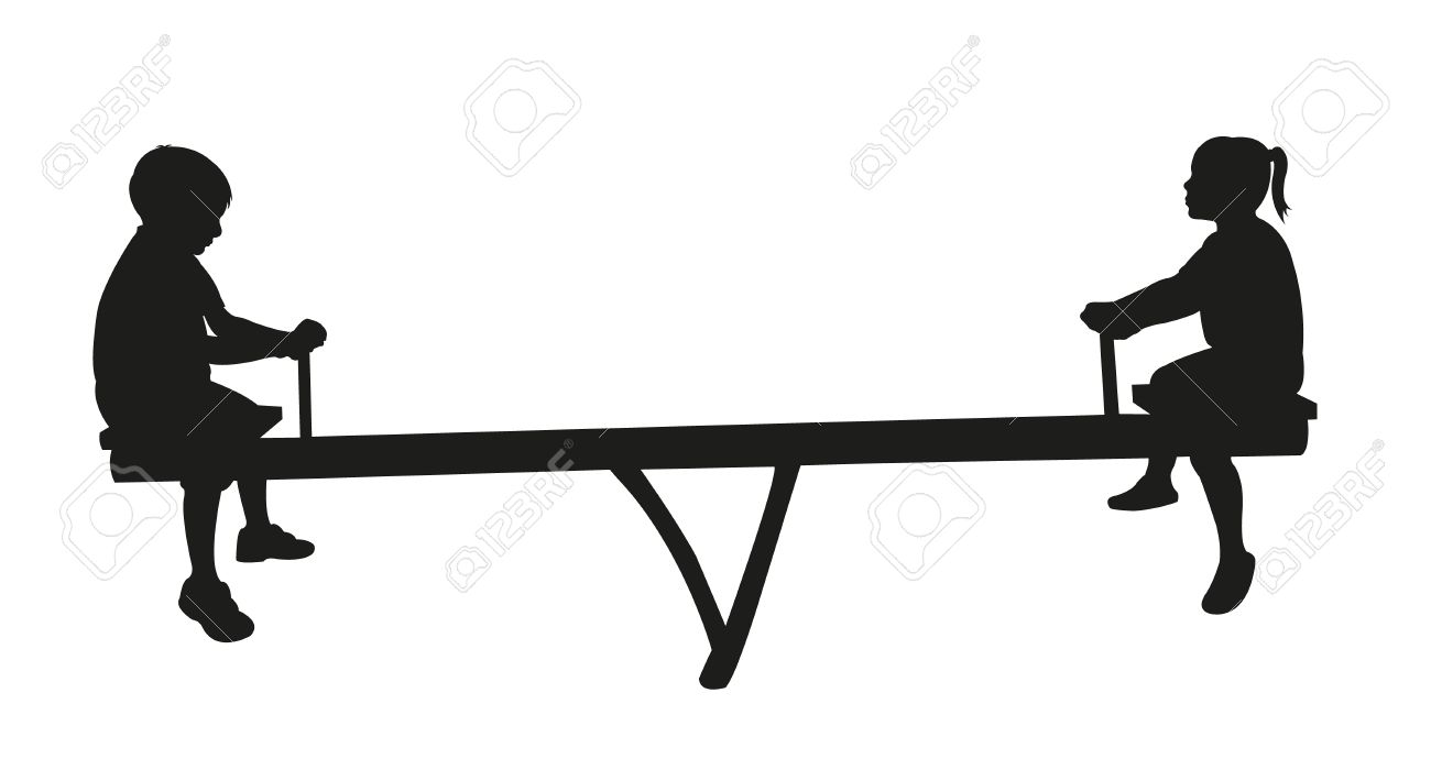 子供たちの演奏 シーソーのシルエットのベクターのイラスト素材 ベクタ Image 55482287