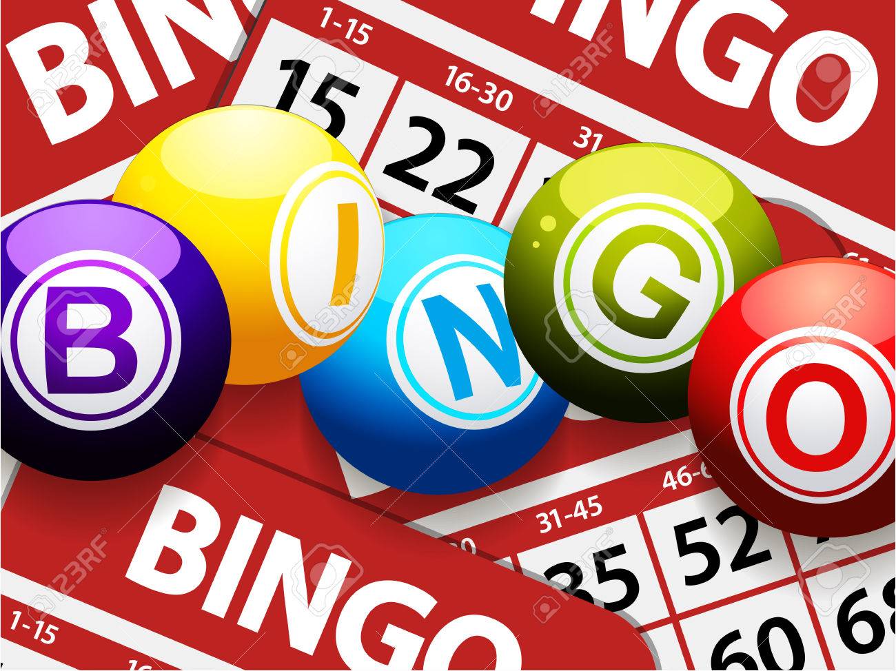 red bingo cards close up background with bingo balls blank bingo balls