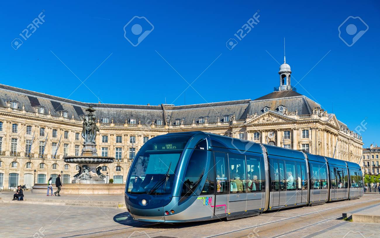 Alstom Bourse Alstom Citadis 302 Tram At Place De La Bourse Station In Bordeaux, France. Bordeaux Tram System Has 66 Km Of Lines And 116 Stations Stock Photo, Picture and Royalty Free Image. Image 77553954.