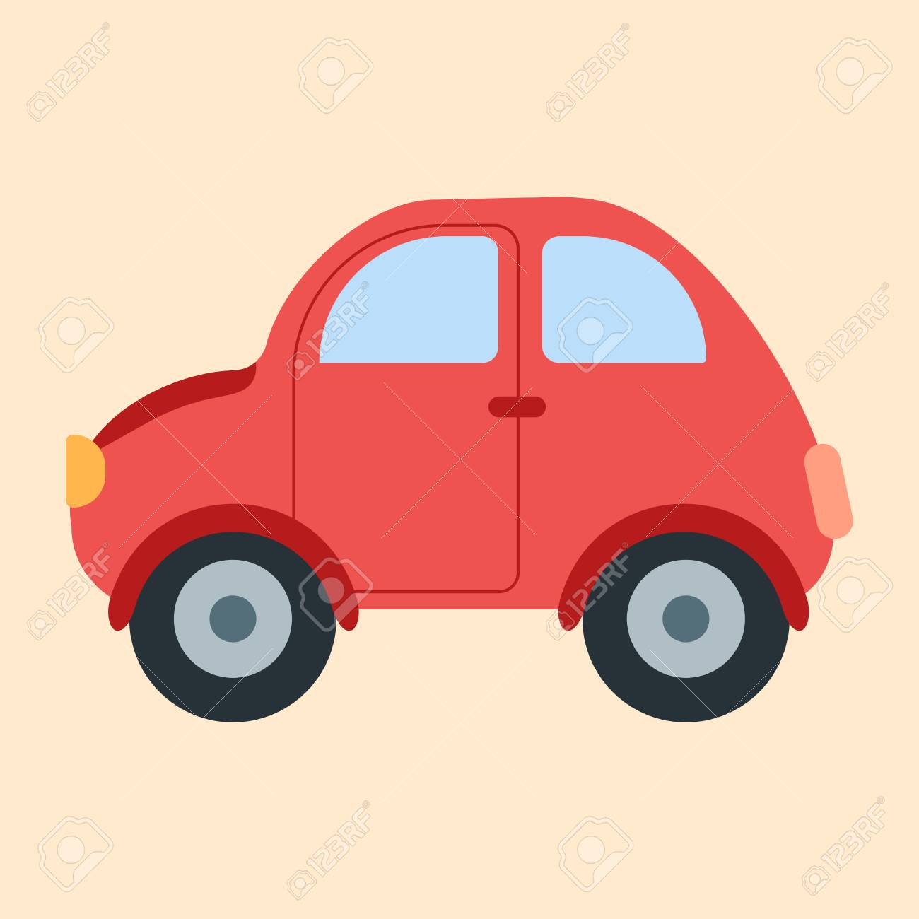 Little Red Car >> Little Cute Red Car Icon Flat Style Image Little Red Car >> Little Cute Red Car Icon Flat Style Image