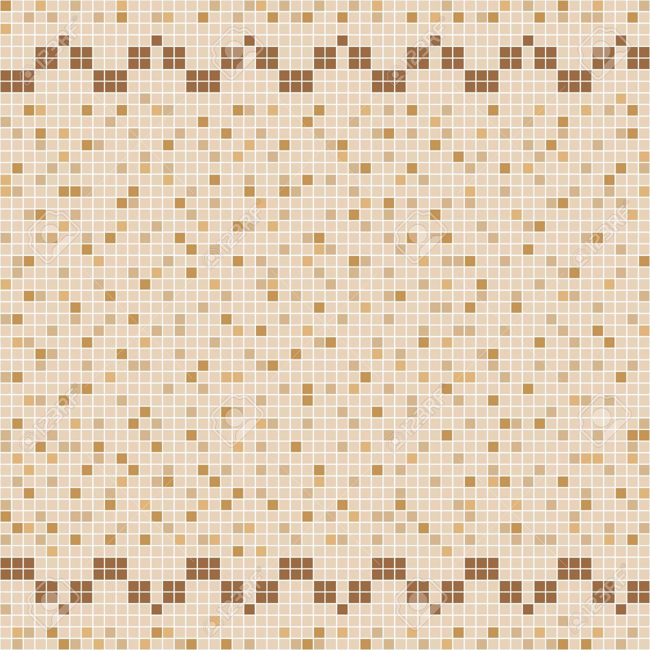 Brown And Beige Ceramic Tile Mosaic With Symmetric Border Vector