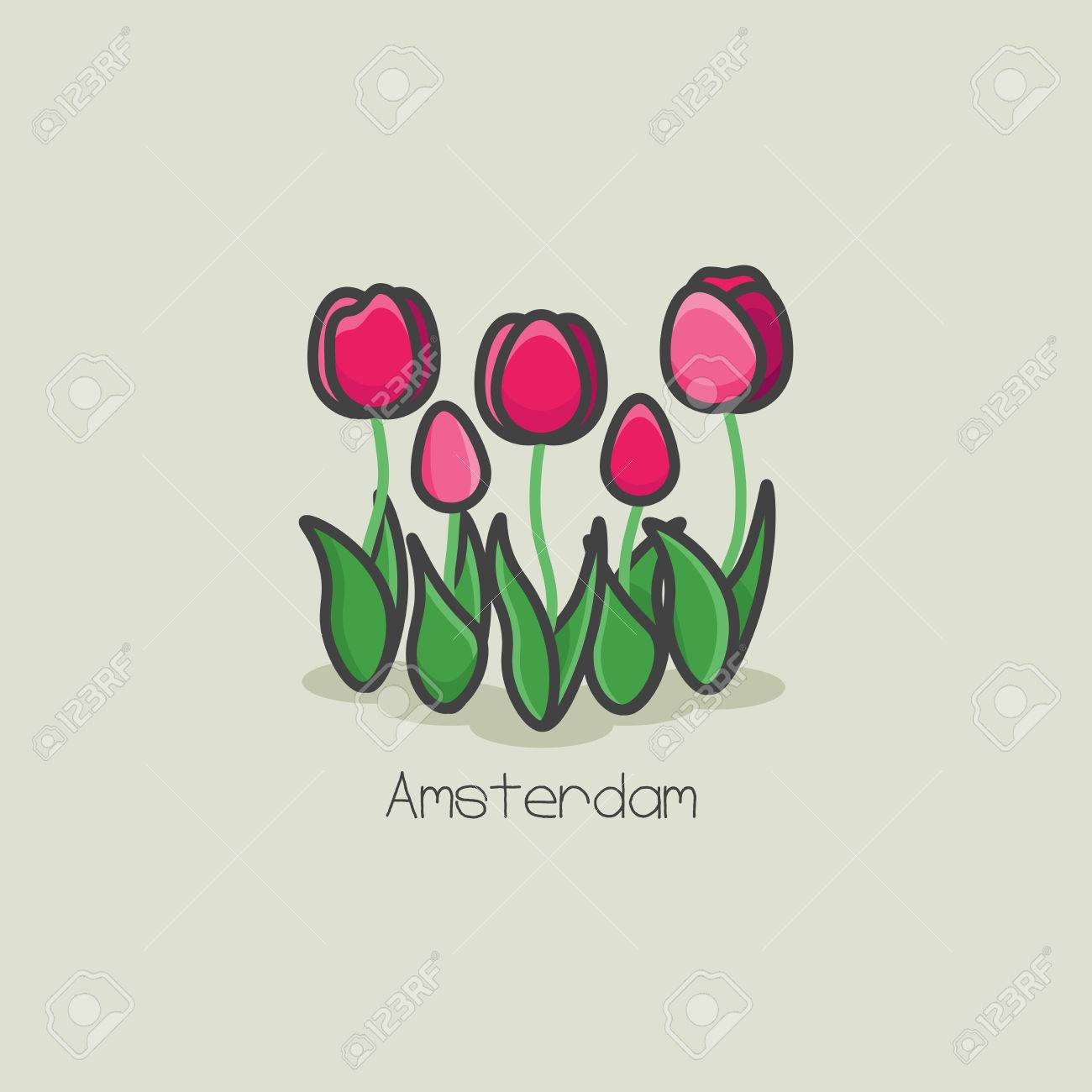 チューリップ の絵 TGIF, have a nice weekend! 27x23cm #チューリップ