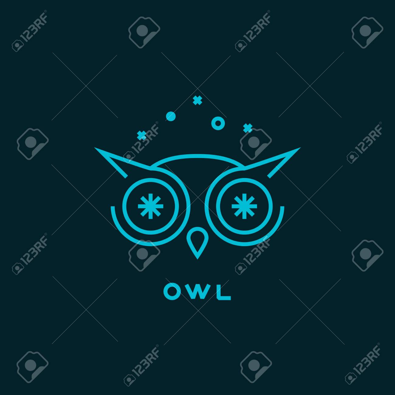 outline owl with stars design template royalty free cliparts