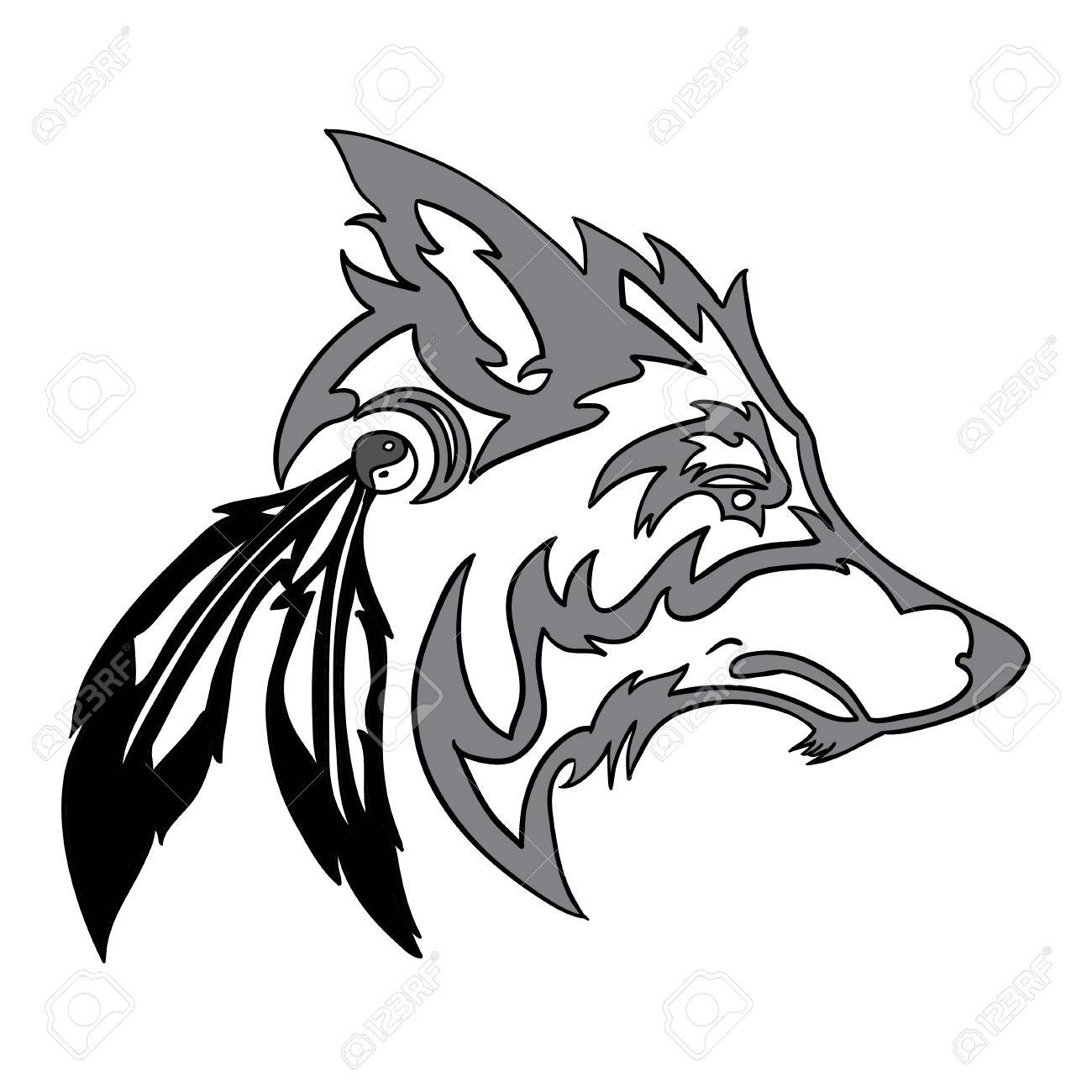 Tete De Loup Tribal Clip Art Libres De Droits Vecteurs Et Illustration Image