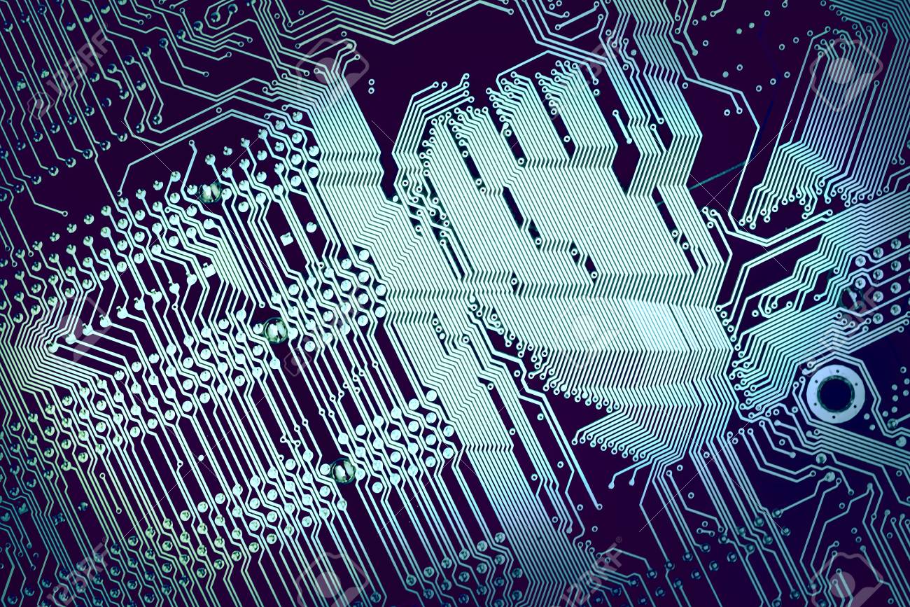 Technology Concept Background Blue Motherboard With Lighted Stock Photo Picture And Royalty Free Image Image