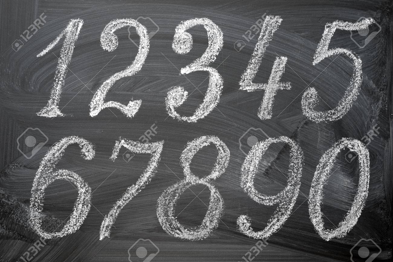 Chalky Numbers Ten Arabic Numerals Handwritten With White Chalk On A Blackboard Stock Photo Picture And Royalty Free Image Image 91204797