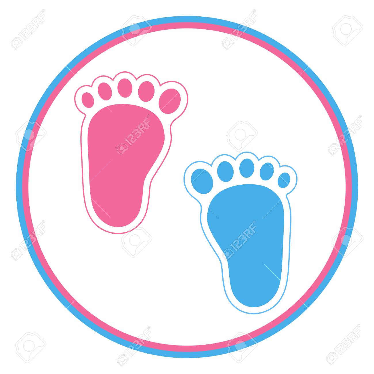 Baby Footprint Pink And Blue In A Circle Royalty Free Cliparts Vectors And Stock Illustration Image 120886175