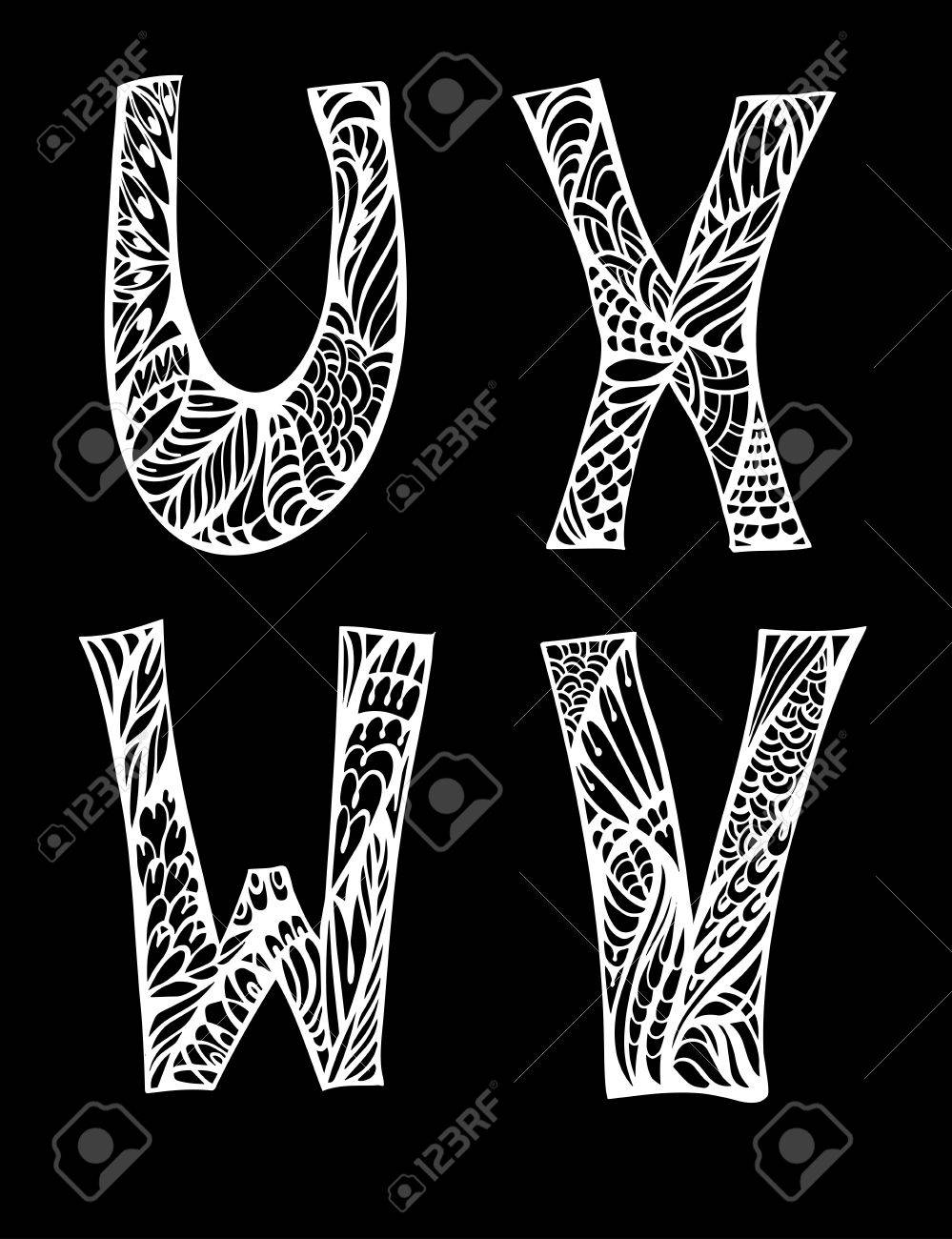 Black And White Decorative Letters Hand Drawn Doodles Illustration Royalty Free Cliparts Vectors And Stock Illustration Image 44876698
