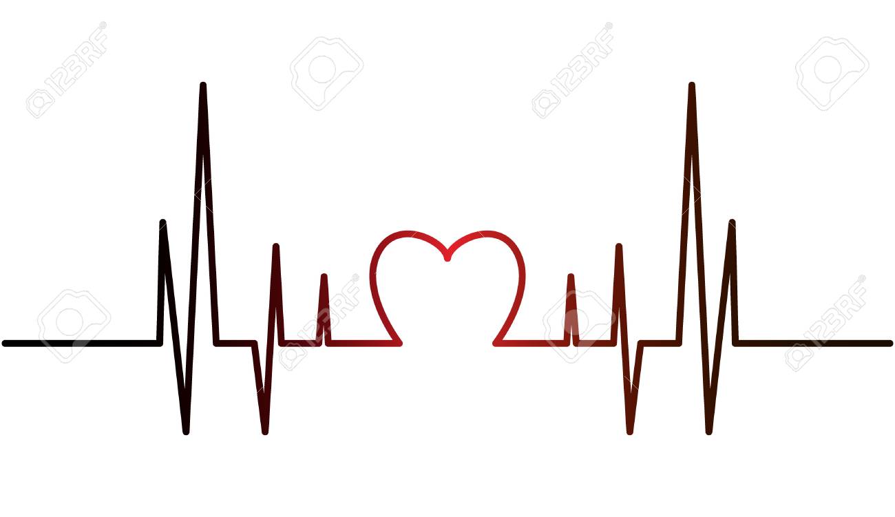 Heart Pulse, One Line - Stock Vector. Red And Black Gradient Heart With  Palpitation. 免版税剪贴画，向量插图和库存图片. Image 117792295, image size:1300x751