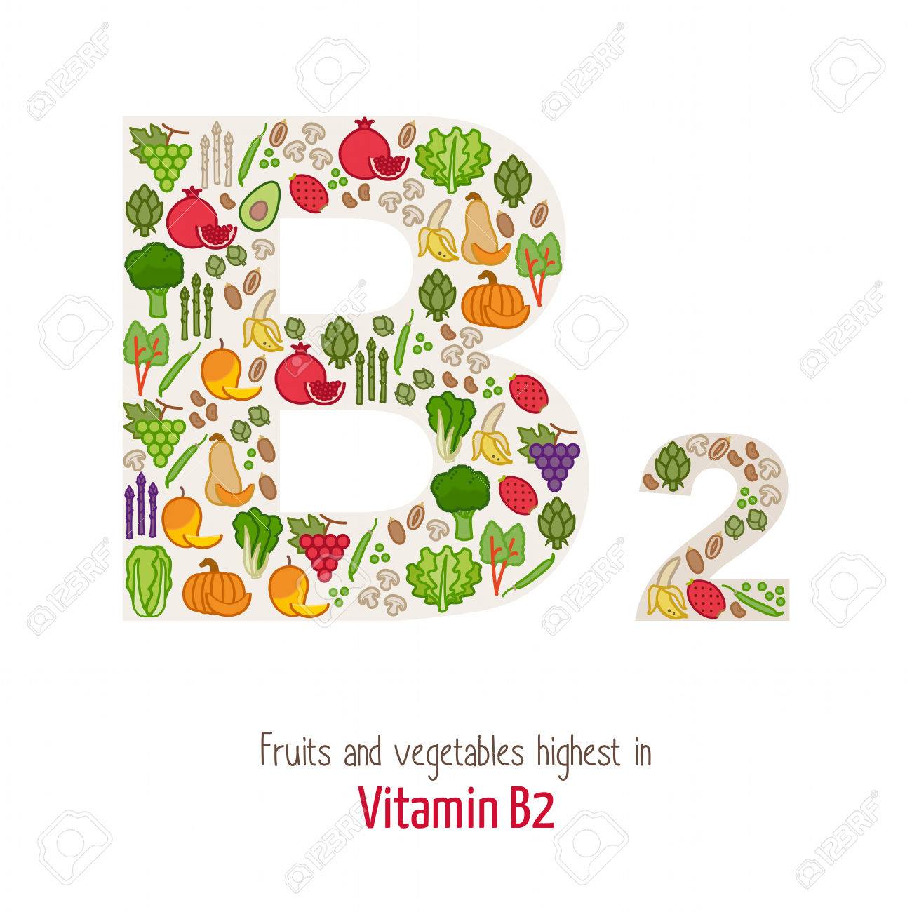Frutas y verduras con vitamina b2