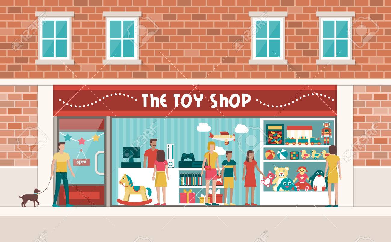 De NiñosVideojuegos Juguetes La Estantes Y Clientes Tienda En Los Con Exhibición UpVSMz