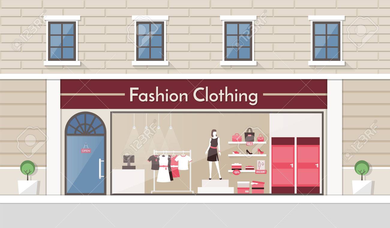 Fashion Clothing Store Display And Interior Banner Clothes Accessories On A Rack Fashion Clothing Store Display And Interior Banner Clothes Accessories On A Rack
