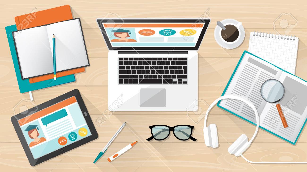 e learning education and university banner students desktop student desk top