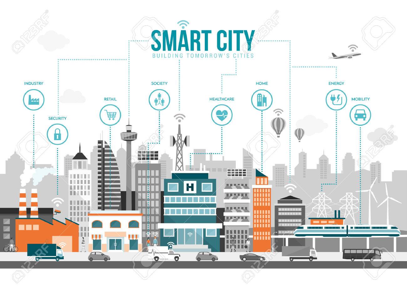 68697188-smart-city-with-smart-services-and-icons-internet-of-things-networks-and-augmented-reality-concept واقعیت‌های توسعه‌یافته (XR)، محیط‌های هوشمند آینده ما را خواهند ساخت!  