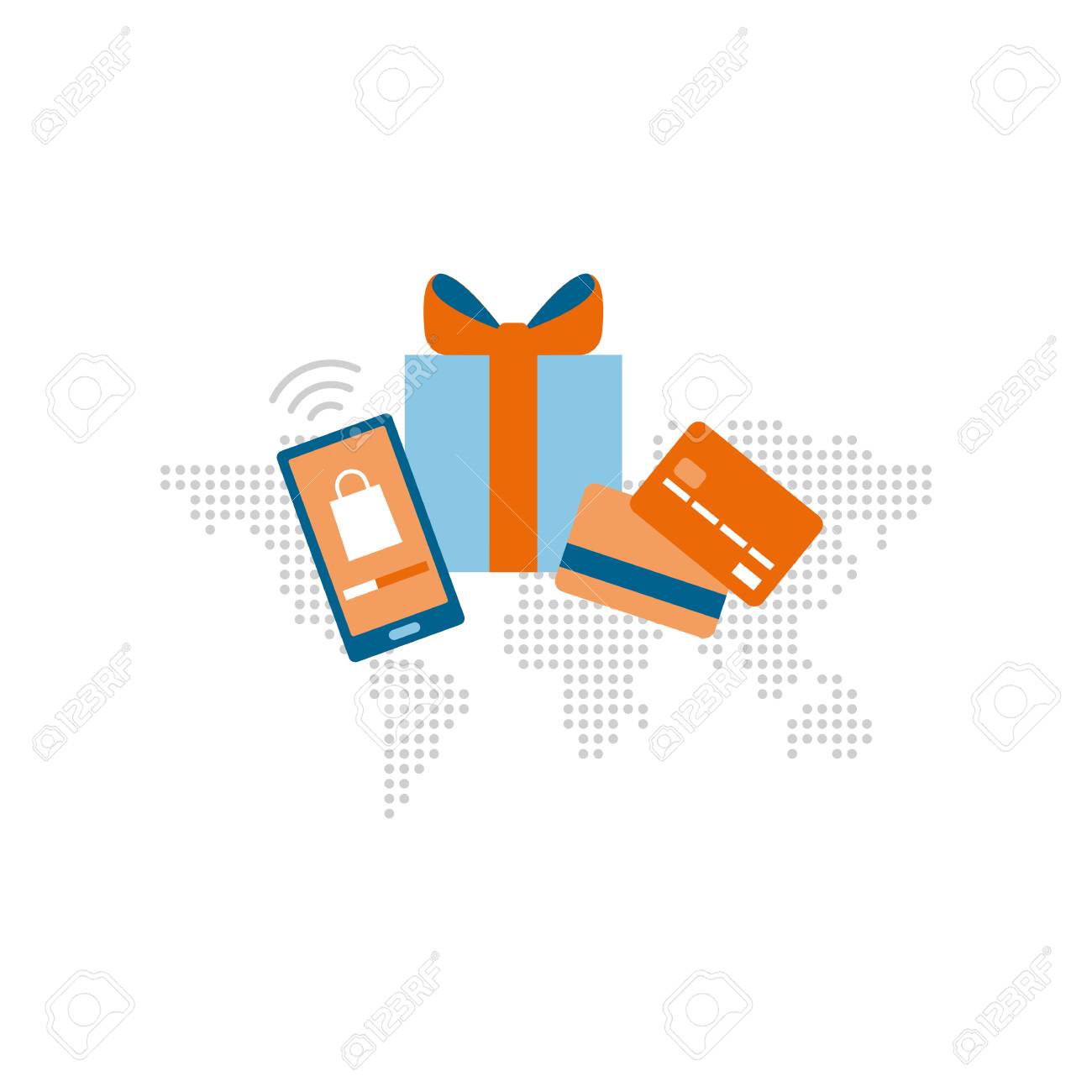 shopping and international delivery concept shopping app credit