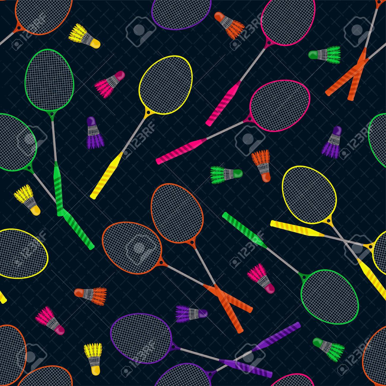 バドミントンをしよう バドミントンのラケットとシャトルのシームレスな背景は パターン のイラスト素材 ベクタ Image バドミントンをしよう バドミントンのラケットとシャトルのシームレスな背景は パターン のイラスト素材 ベクタ Image