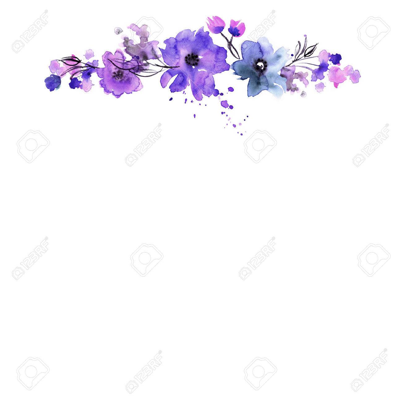cute watercolor hand painted flower frame invitation wedding