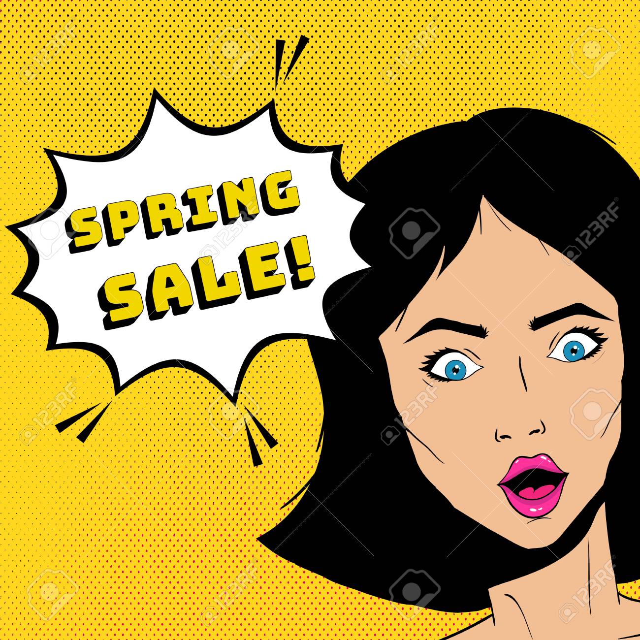 コミック スタイルでアート ポップアートの図 ベクトルの背景 春のセール イラスト のイラスト素材 ベクタ Image