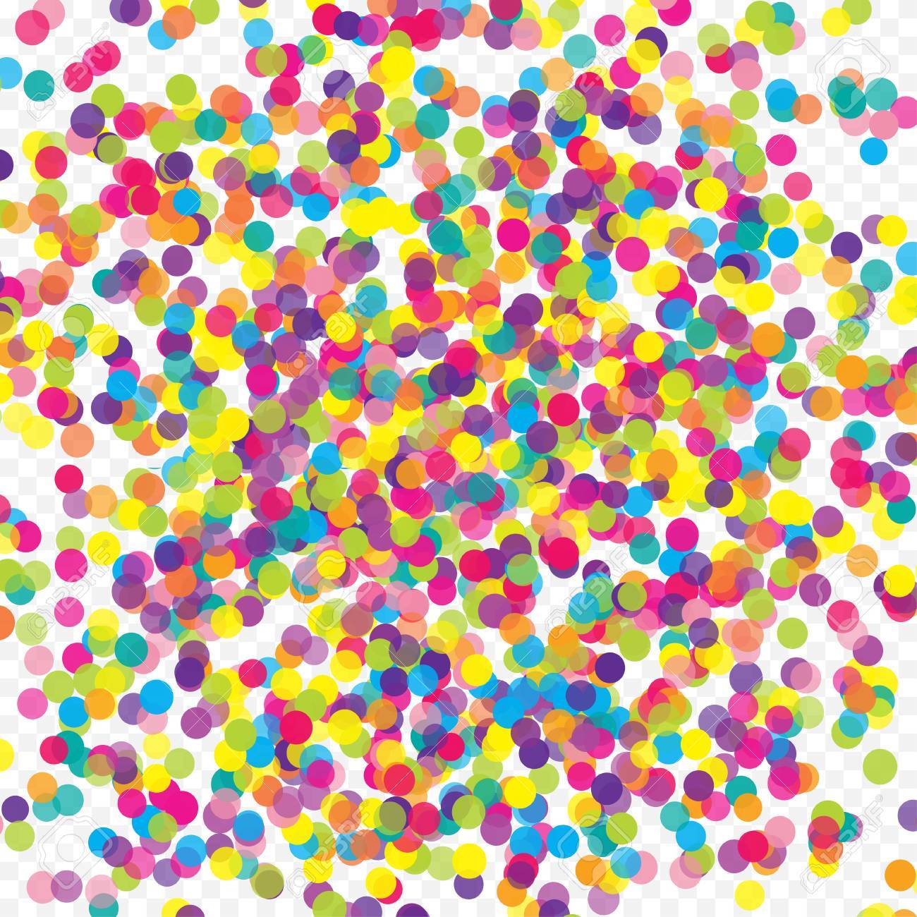 multicolored paper confetti on transparent background realistic