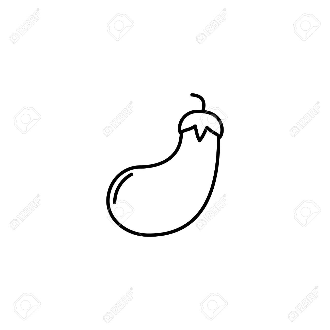 ナスの細い線ベクトルのアイコン 茄子野菜直線的なスタイルのメニューのラベル ロゴを分離しました 単純なベジタリアン食品標識です のイラスト素材 ベクタ Image 87213974