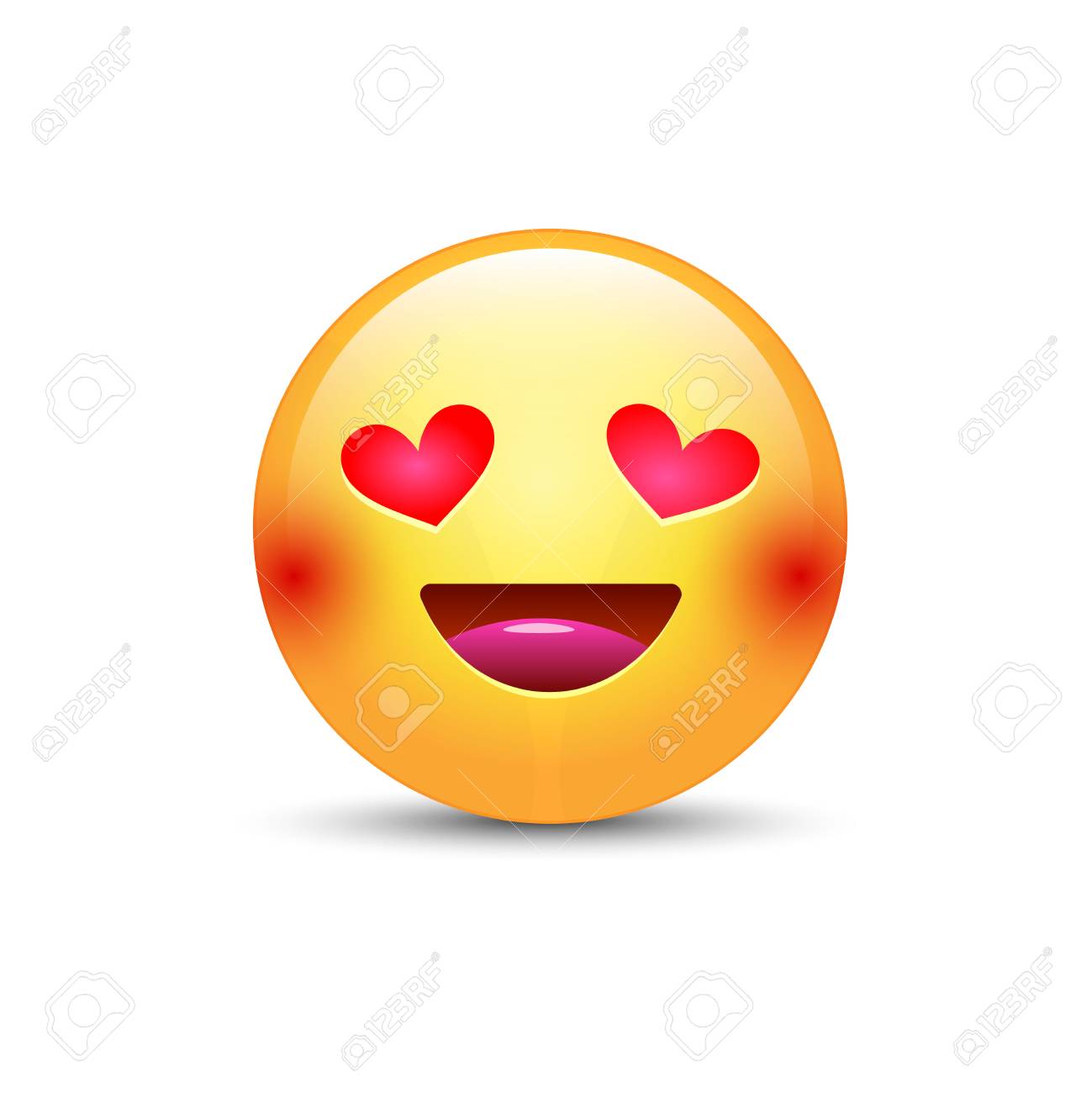 Happy Loving Emoticon Face With Eyes In The Form Of Hearts Cartoon Stock Photo Picture And Royalty Free Image Image