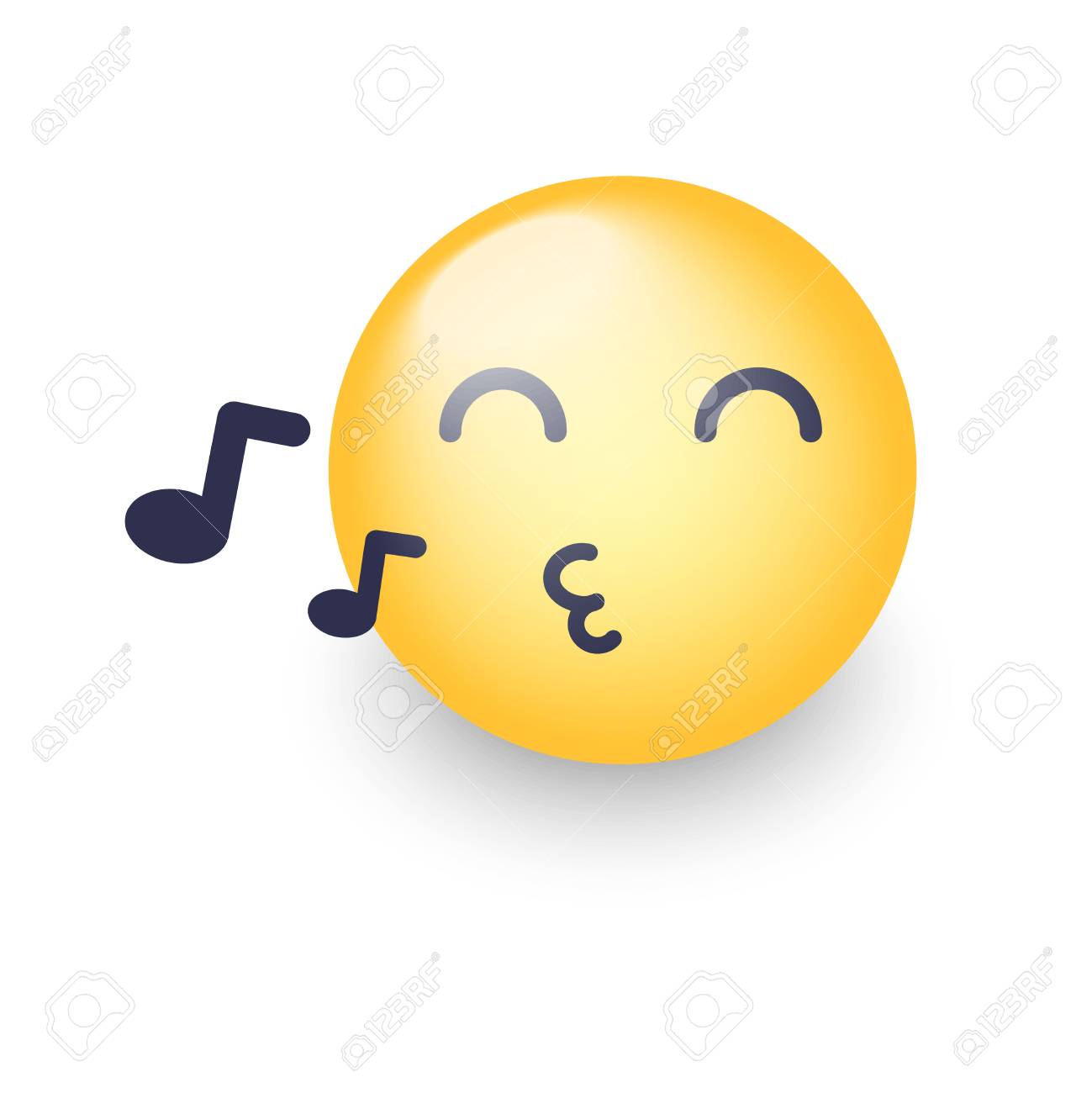 Singendes Smileygesicht Emoji Pfeift Ein Lied Karikaturvektor Emoticon Mit Anmerkungen Gluckliche Gelbe Vektorkarikaturcharakter Mit Augen Schloss Lizenzfrei Nutzbare Vektorgrafiken Clip Arts Illustrationen Image 87214330