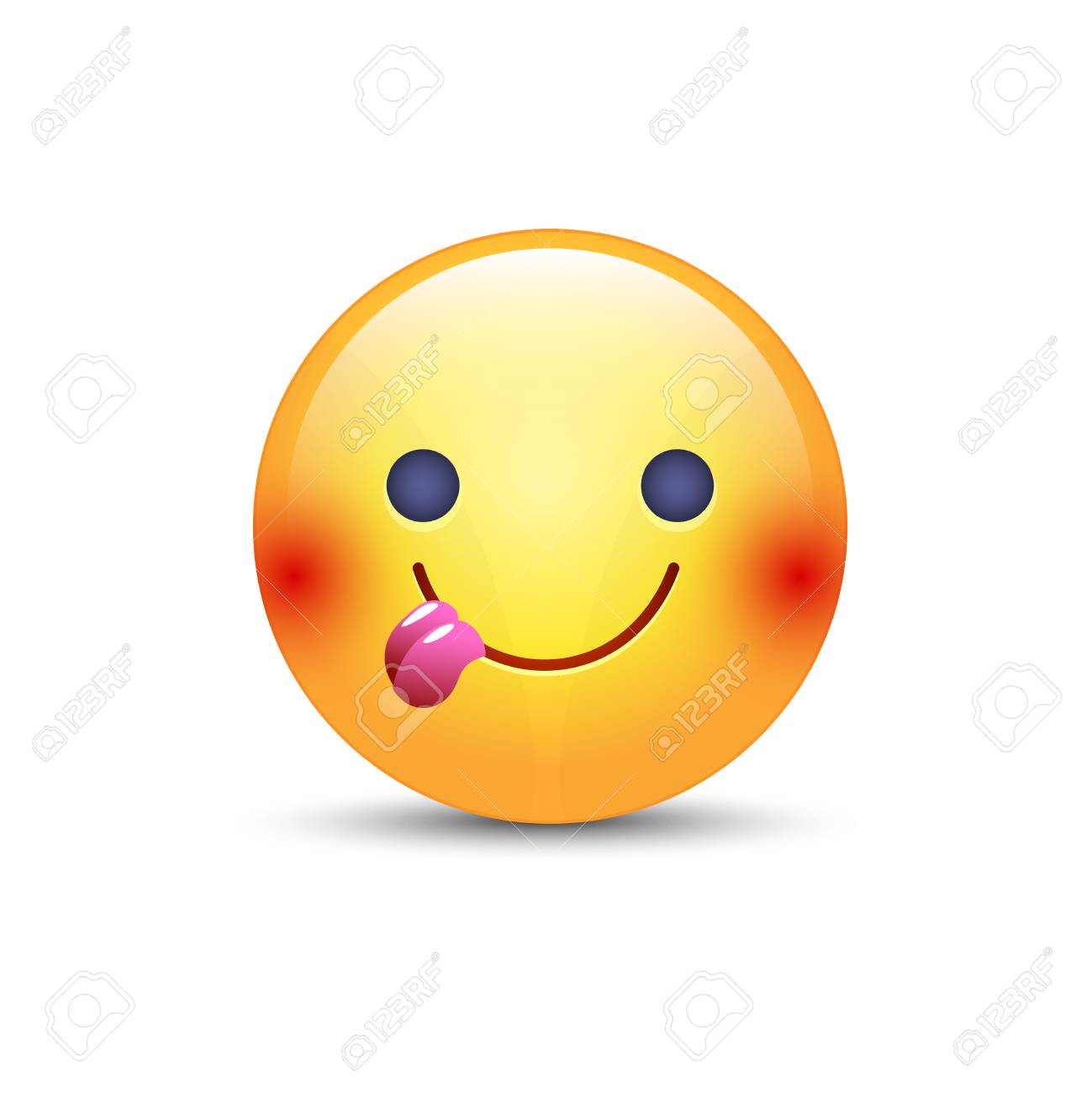 Stuck Out 舌で絵文字顔 かわいい漫画幸せな絵文字笑顔し 舌を示していますのイラスト素材 ベクタ Image