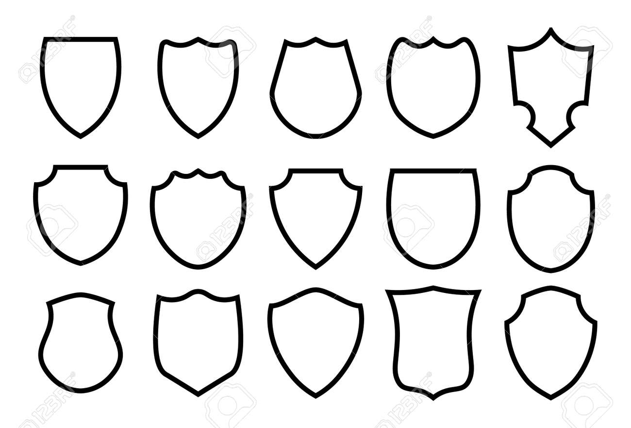 Military or heraldic shield and coat of arms blank icons. Police badge outline set - 169711271 Military or heraldic shield and coat of arms blank icons. Police badge outline set - 169711271