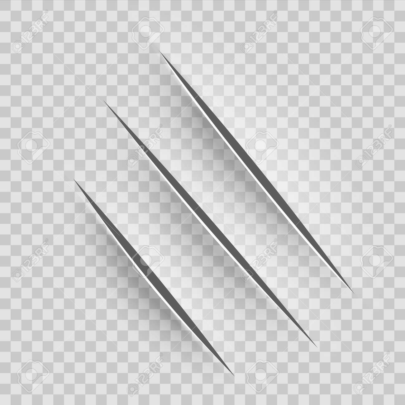 Traces of claws of wild animals. Realistic cut with a office knife on paper sheet. Claws animal scratches. - 169711363 Traces of claws of wild animals. Realistic cut with a office knife on paper sheet. Claws animal scratches. - 169711363